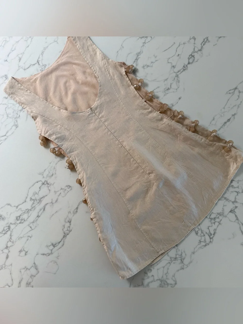 VRG GRL Tia Linen Mini Dress - Oatmeal - Size 10 - Picture 3 of 8